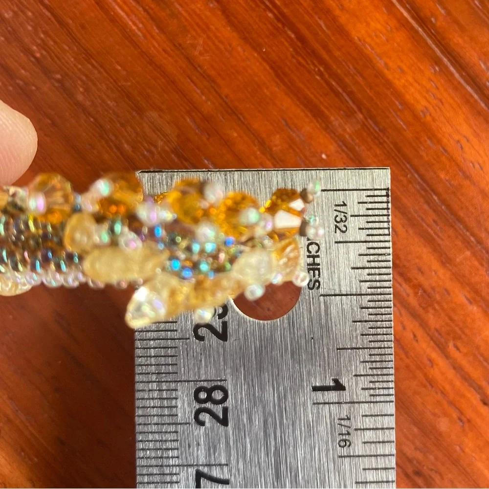Bead Embroidered Aventurine & Citrine Pendant - Picture 5 of 7